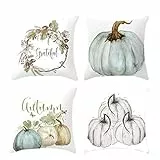 Homoyoyo Fodere per Cuscini Decorativi Zucca Autunnale 18X18 Set di 4 Fodera per Cuscino in Peluche Corta Zucca di Halloween Federa per Cuscino Autunnale del Ringraziamento per Divano