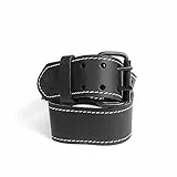 kwb 908820 Cintura in cuoio robusto, fibbia a doppia barra, in nero, 105 cm, con cuciture bianche, per borse per attrezzi, jeans ecc.