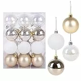 24 Pezzi Palline di Natale Set di Decorazioni per l'albero di Natale Palle di Natale Infrangibile Ornamenti da Appendere Natale per il Matrimonio della Festa di Natale (Champagne)