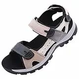Harssidanzar Sandali Sportivi Estivi da Donna Sandali in Pelle Sandali Sportivi all'aperto SL256EU,Rosa Nero,Taglia 36