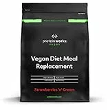 Frullato Sostitutivo Dei Pasti Dietetico Vegano di THE PROTEIN WORKS | 100% A Base Vegetale | Vitamine E Minerali Essenziali | Economico, Salutare E Rapido | Panna & Fragole | 1kg