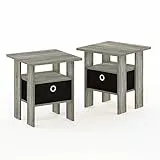 Furinno Andrey Set Comodino da Fine Tavolo, Legno, Grigio rovere francese, 39.37 x 39.37 x 44.45 cm