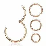 WHATOOK Orecchini a cerchio in acciaio inox chirurgico, senza cuciture, per cartilagine, 6 mm, 8 mm, 10 mm, 12 mm, 4 pezzi, per piercing ombelico unisex, galvanizzazione,