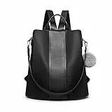 Miss Lulu Zaino per donna Zaino casual Borse da scuola in nylon impermeabile Antifurto Dayback Borse a tracolla per donna (Nero)