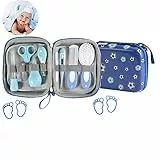 MKNZOME Set per la Cura del Bambino, 9 pcs Baby Healthcare Kit, Accessori Neonato per Quotidiano e Viaggi, Tagliaunghie, Alimentatore, Neonati Forbici Spazzolar per capelli per Ragazzino/Neonata