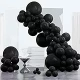 PartyWoo Palloncini Nero, 120 pezzi Set di palloncini di varie dimensioni con 18 pollici 12 pollici 10 pollici 5 pollici, ghirlanda di palloncini per compleanno Deco, festa Deco, matrimonio Deco