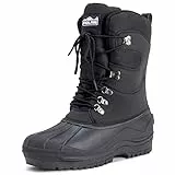 Polar Uomo Tall Rete Di Nylon Anatra Impermeabile Suola Allacciare Inverno La Neve Stivali - Nero - UK12/EU46 - YC0445