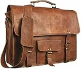 ALASKA EXPORTS Honey - Sac en Cuir pour Ordinateur Portable - Messenger en Cuir pour Homme et Femme - Mallette pour Homme - Sacoche Parfaite pour l'école et Le Travail 12 x 17 inches (Brown)