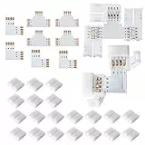 Bonve Pet 28 Pezzi Connettori per Strisce LED, include 20 PCS Connettore Striscia Led 4 PIN, 4 PCS Connettori a forma di L, 4 PCS connettori a forma di T, Colllegamento per Striscia led da 8 mm