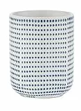 WENKO Bicchiere portaspazzolini Nole, pregiato portaspazzolini per spazzolini e dentifricio, in raffinata ceramica di colore bianco con superficie a pois blu, dipinto a mano, Ø 7,5 x 9,5 cm