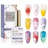 Kalolary Smalto per Unghie in Gel Trasparente, 15 ml UV LED Soak Off Smalto per Unghie per Effetto Spalmabile, Smalto per Unghie in Marmo Gel per Unghie Disegni per Unghie Fai da Kit Manicure