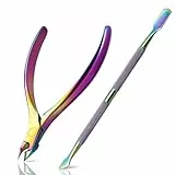 BEZOX Tagliaunghie per cuticole con set di spingi cuticole - Tronchese per cuticole preciso e kit per la pulizia delle unghie sottostanti per uso domestico o per salone