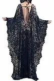 LikeJump Donna Pizzo Floreale Trasparente Caftan Vestito Lungo da Spiaggia Abito Maxi Parei Costume da Bagno Cover Up