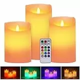 ALED LIGHT Halloween Candele LED Senza Fiamma Set Luci, RGB Candele LED Bianco Caldo Multicolor Real, Candle Lights con Timer Telecomando per Natale Halloween Feste Decorazione Matrimonio