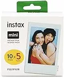 Fujifilm instax mini Film Pellicola Istantanea per Fotocamere, Formato 54 mm x 86 mm compreso Bordo Bianco, Confezione da 10x5 Foto