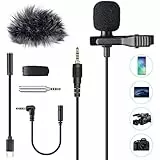 AGPTEK Lavalier Microfono per PC Smartphone con Clip e Un Parabrezza Incluso Adattatore Tipo-c Microfono Esterno Trust Ideale per Youtuber Intervista Conferenza Video Camera Podcast Cavo da 2M