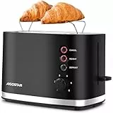 Aigostar Energy - Tostapane 2 Fette, Riscaldatore Integrato, Fessure Extra Larghe e Centratura Automatica, 6 Impostazioni di Tostatura, 3 Funzioni, Vassoio Raccogli Briciole Rimovibile, 800W, Nero