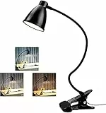 38 LED Lampada LED con Pinza, Lampada da scrivania 3 modalità/10 Luminosità, Lampada da Tavolo 360° Flessibile, Lampada da Lettura Protezione degli Occhi per Trucco/Tattoo/Ufficio/Lettura (Nero)