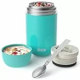 WayEee Contenitore Termico per Alimenti, Thermos per Alimenti sottovuoto di Acciaio Inossidabile 710ml con Un Cucchiaio Pieghevole per Zuppa, Porridge, Riso, Frutta