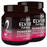 L'Oréal Paris Elvive Full Resist Maschera Rinforzante per Capelli Fragili Soggetti a Rottura Senza Siliconi per un Tocco Naturale - 2 Barattoli da 680ml