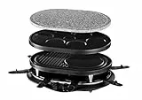 Russell Hobbs 21000-56 Fiesta Bistecchiera , Raclette x8, Piastra in Pietra, MiniCrepes 8 Pentolini, 1200 Watt, Nero