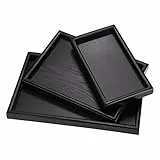 Solomi Vassoio - Vassoio Rettangolare in Legno massello for merenda con tè e caffè (3 Formati) (Taglia : #2: approx. 30 x 20 x 2cm)