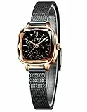 CIVO Orologio Donna Impermeabile Rettangolo Orologio Polso Donna Ragazze Minimalista Eleganti Casual Orologi al Quarzo in Acciaio Inossidabile Nero