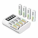 EBL 4 Slot Caricabatterie Indipendente per AA & AAA NI-MH Pile Ricaricabili, FY-409 Caricatore + AA Batterie Ricaricabili da 8 pezzi