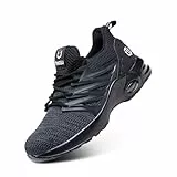 Hitmars Scarpe Antinfortunistiche Uomo Donna Scarpe da Lavoro S1p S1 S2 S3 SRC Scarpa Antinfortunistica Uomo con Punta in Acciaio Leggere Traspiranti 2 Nero 40