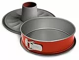 Guardini Rossana 2.0, Tortiera Apribile 2 Fondi 28cm, Acciaio con Rivestimento Antiaderente, Fondo Salvagoccia, Colore Rosso/Grigio