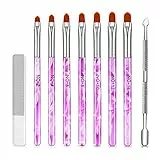 RuiChy Set di pennelli per pittura per unghie in gel da 7 pezzi con 1 lime per unghie in vetro nano e 1 strumento per pedicure per manicure e pedicure per spingi cuticole