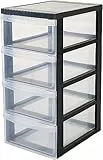 Iris Ohyama, Torre di stoccaggio in plastica, Cassetto da scrivania da 11 litri, 4 ruote, DC-004, Nero, Maniglia ergonomica - L40 x P29 x A61,5 cm