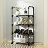 Tkekruh Scaffale Portascarpe in Metallo,Scarpiera a 4 Ripiani,Scarpiera Alta a 4 Livelli,Adatto per 8 Paia di Scarpe,Salvaspazio,45 * 28 * 75cm,Nero