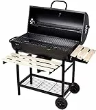 SunJas Barbecue/Griglia a Carbone BBQ Grill Carrello, Palla con Regolazione della Temperatura, Grill 2 Ruote, Nero