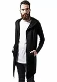 URBAN CLASSICS Uomo Cardigan Giacca Cappuccio, Maglione Manica Lunga, Invernale Asimmetrico, 100% Cotone, Stile Casual, Colore: nero, Taglia: S