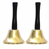 RDWESZOD 2 campane suonanti in metallo, campane rumorose per la cena per aule, per linea di pranzo, allarme, campanello, campanello, campanello, 2 pezzi (oro x 2)