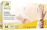 100 Guanti in VINILE RMOVE NUOVO MODELLO senza polvere, senza lattice, ipoallergenici, certificati CE monouso trasparenti (M)