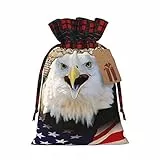 Sacchetti regalo di Natale con chiusura a cordoncino, motivo: aquila calva patriottica, con bandiera americana, sacchetti di iuta per feste, caramelle, snack