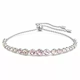 Swarovski Emily Bracciale, Placcato in Tonalità Rodio con una Fila di Cristalli Swarovski Rotondi in Diverse Dimensioni e Sfumature, Taglia M, Rosa