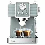 Cecotec Caffettiera Express Power Espresso 20 Tradizionale per espresso e cappuccino, sistema di riscaldamento rapido Thermoblock, 20 Bar, manometro PressurePro e vapore regolabile