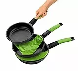BRA Prior - Set di padelle in alluminio pressofuso antiaderente,nero.