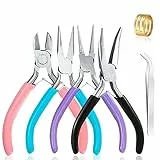 NINGESHOP 4 Pezzi Pinze per Creazione Gioielli con Becchi Lunghi o Mezzotondi, Utensili Kit per Riparazione di Bigiotteria