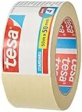 Tesa Nastro per Mascheratura Standard - Nastro in Carta per Mascheratura, Rimozione senza Residui per 4 Giorni, senza Solventi, 50 m x 50 mm