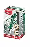 Maped 733033, Pennarello indelebile Jumbo, Punta tonda, 2 mm, Pennarello Multi Superfici, Verde, Confezione da 12