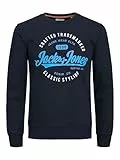 JACK & JONES Jjmikk Sweat Crew Neck, Maglione, Navy Blazer/Print:big, XL Uomo