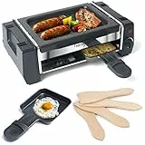 Raclette 2 Persone Mini Grill Piastre e Griglie Elettriche Per Raclette 500W con Rivestimento Antiaderente per la Griglia e 2 Padelle