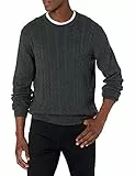 Amazon Essentials Maglione a Girocollo in Cotone a Coste Uomo, Carbone Puntinato, L