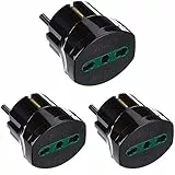 Vimar RI.00301N Adattatore elettrico tedesco/francese con protezione SICURY, Bpresa +P17/11 nero, Pacco da 3