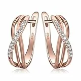 JewelryPalace Hoop Orecchini Infinito Donna Argento 925 con Cubica Zirconia, Piercing Orecchini a Lobo Donna con Pietra a Taglio Rotondo, Huggie Orecchini Piccoli a Cerchio Oro Rosa Set Gioielli Donna