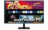 Samsung Smart Monitor M7 (S32BM702), Flat 32'', 3840x2160 (UHD 4K), Piattaforma Smart TV (Amazon Video, Netflix), Airplay, Mirroring, Office 365, Wireless Dex, Casse Integrate, WiFi, HDMI, USB Type-C